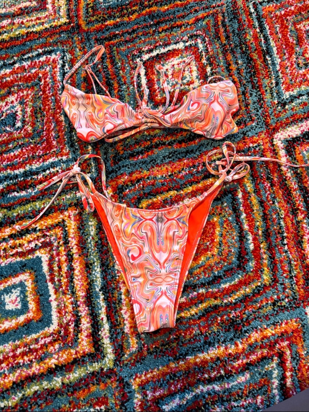 Strawberry Milk Mob Multicolor Swirl Bikini Top